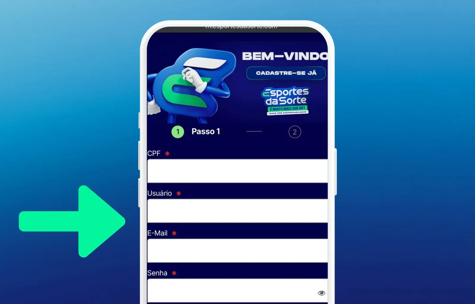 Faça o seu cadastro Esporte da Sorte Brasil